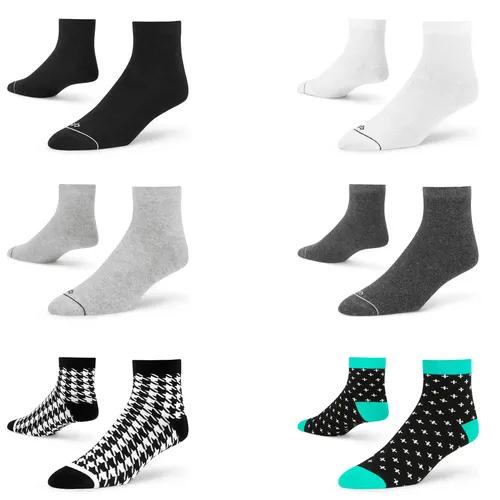 DYNAMOCKS Men's and Women's Combed Cotton Ankle Length Socks (Pack of 6) (Multicolour, Free Size)_Melang_Antra_Blac_Whit_Hounds_Plus