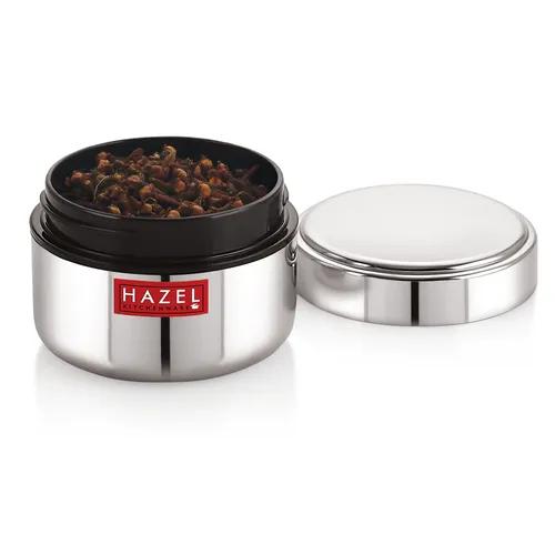 HAZEL Stainless Steel Masala Container Dabbi |Small Container for Spices | Heavy Gauge Airtight Masala Boxes for Kitchen | 250 ml, Silver