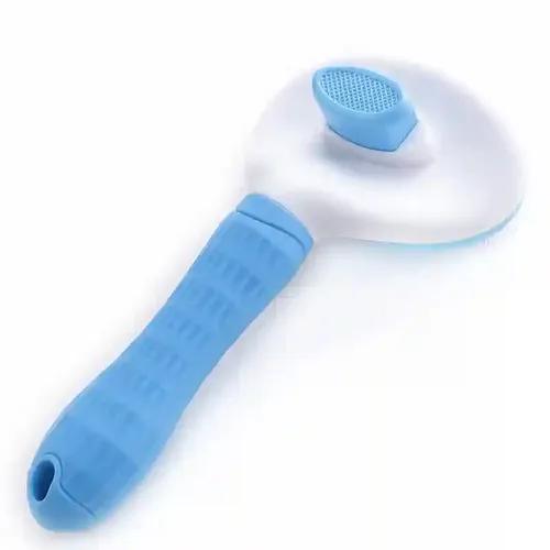 PSK PET MART Self Cleaning Slicker, Pet Grooming Shedding Brush for Dogs and Cats (Push to Clean Slicker, Oval) - Easy to Remove Loose Undercoat, Pet Massaging Tool Suitable for Pets with Long or Short Hair