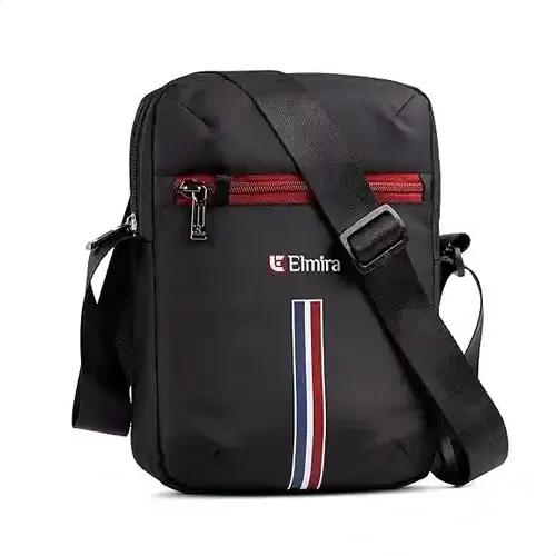 Elmira Sling Bag For Men - 11 Inches Polyester Crossbody Side Bag For Tablet Passport And Daily Use, Water-Resistant (Unisex, Black)