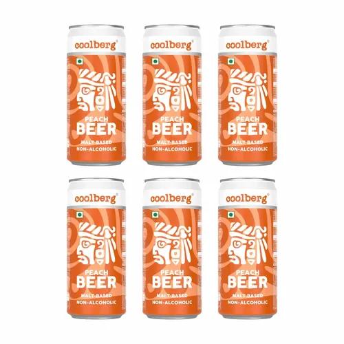 Coolberg Peach Non Alcoholic Beer 300ml CANs - Pack of 6 (300ml x 6)