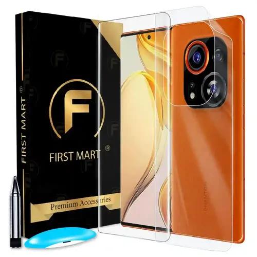 FIRST MART Tempered Glass for Tecno Phantom X2 Pro 5G with Edge to Edge Full Screen Coverage and Easy UV Glue Installation Kit and Back Nano Membrane