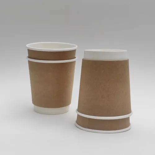 PARICOTT 200 ml Double Wall Brown, Disposable Glasses Double Wall Paper Coffee Cups, Hot and Cold Beverage Drinking Tea Cup for Parties, Kitchen, Espresso (200ml, 100Pcs)