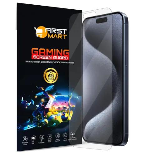 FIRST MART Gaming Screen Protector for iPhone 15 Pro Max (6.7 Inch) Crystal Clear Impossible Fiber Case Friendly Protection with Easy Installation Kit| Gaming Crystal Clear