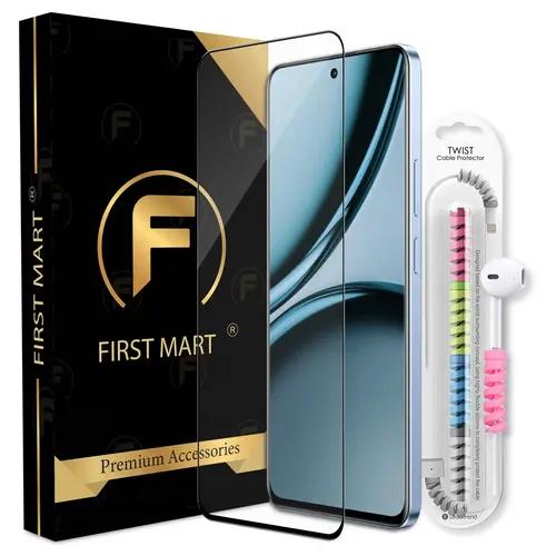 FIRST MART Premium Tempered Glass for Realme Narzo 70 5G with Edge to Edge Coverage and Cable Protector and Easy Installation Kit, Pack of 1