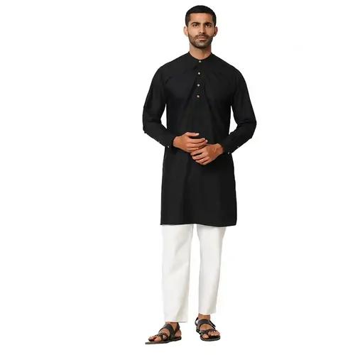 Indivisual Men's Solid Carbon Black Kurta - S