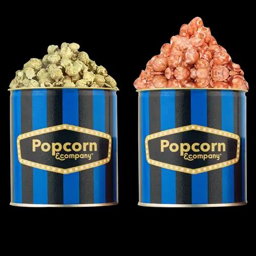 Popcorn & Company Festive Gift Combo Pack of 2 Tins (Crunchy Litchi -130 Gm & Lemon Pepper Popcorn - 80 Gm) - 210 Gm