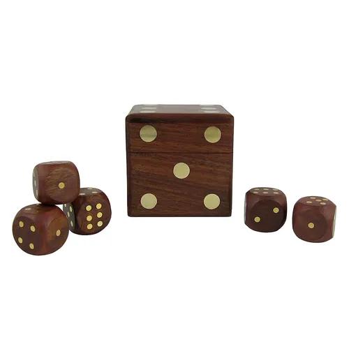 Pebblecrafts Wooden Dice Game Cum Paper Weight - 2.5 Inches